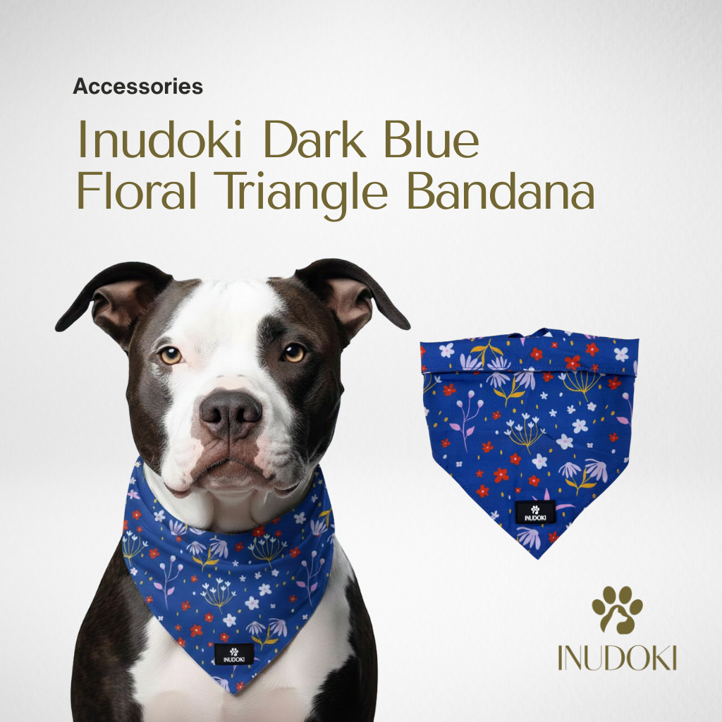 inudoki triangle bandana | dark blue floral