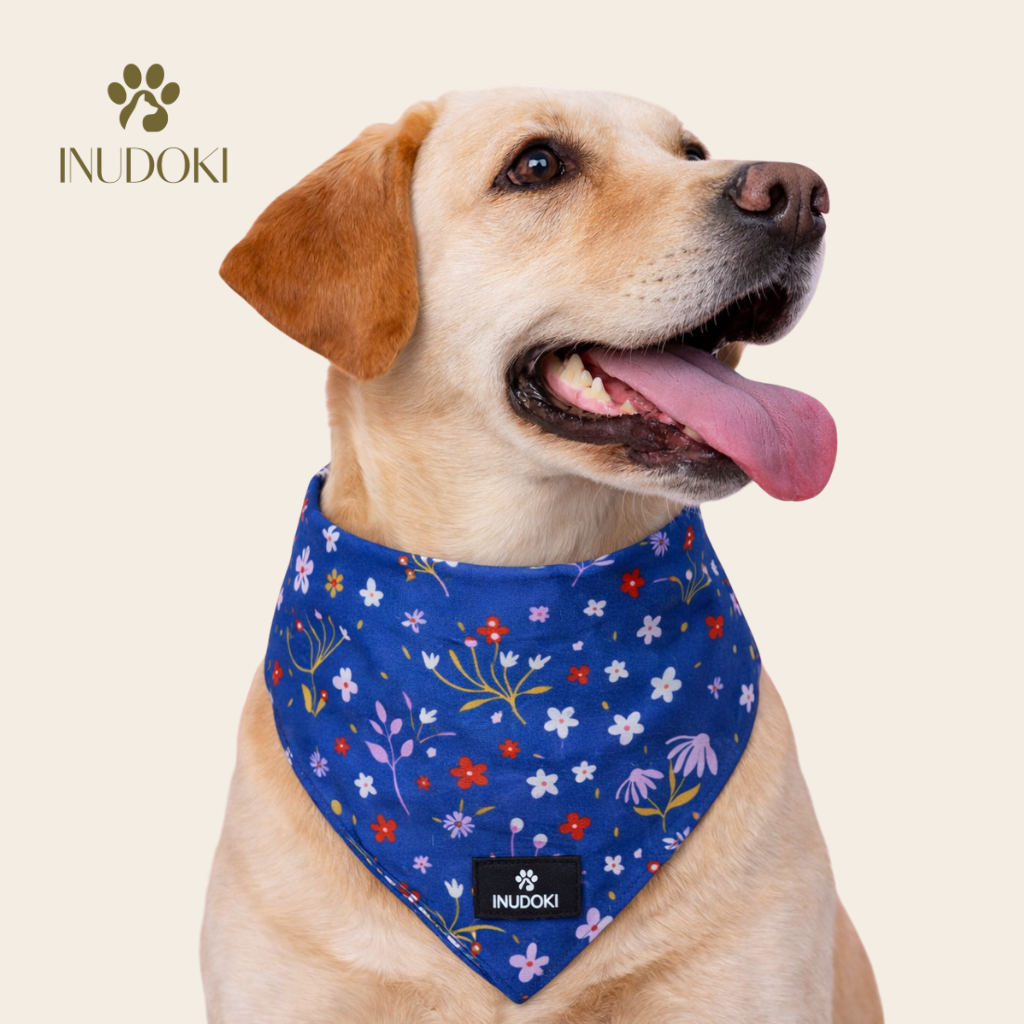 inudoki triangle bandana | dark blue floral