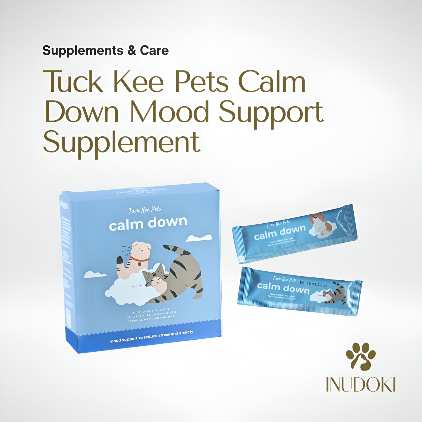 tuck kee pets calm down mood support supplement packaging 