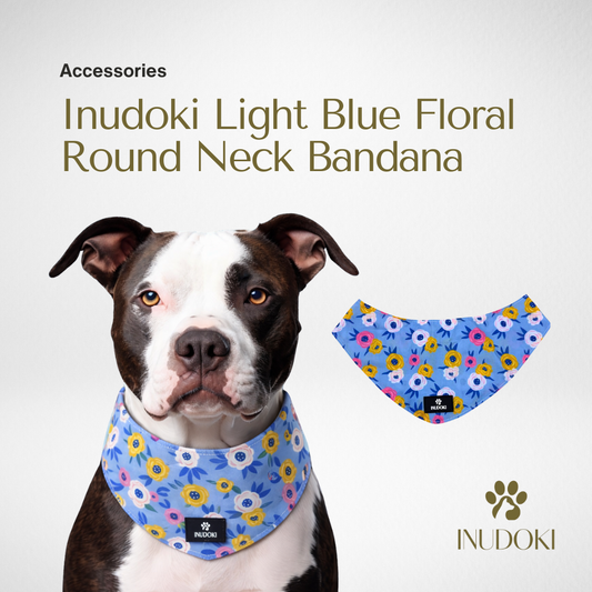 Inudoki Round Neck Bandana | Light Blue Floral