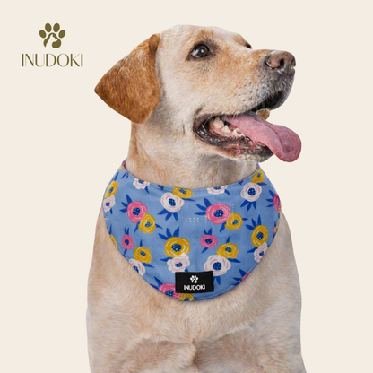 Inudoki Round Neck Bandana | Light Blue Floral