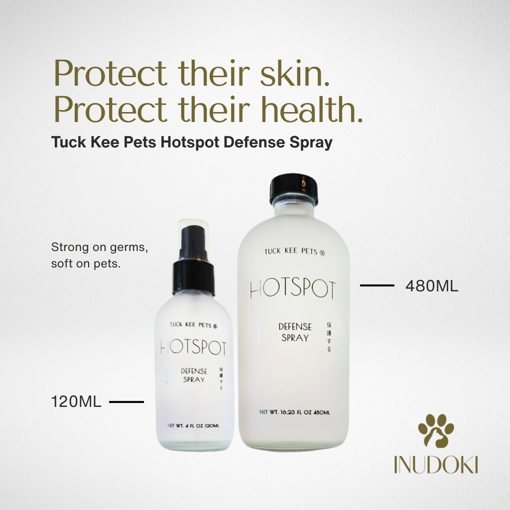 Two bottles of Tuck Kee Pets Hotspot Defense Spray