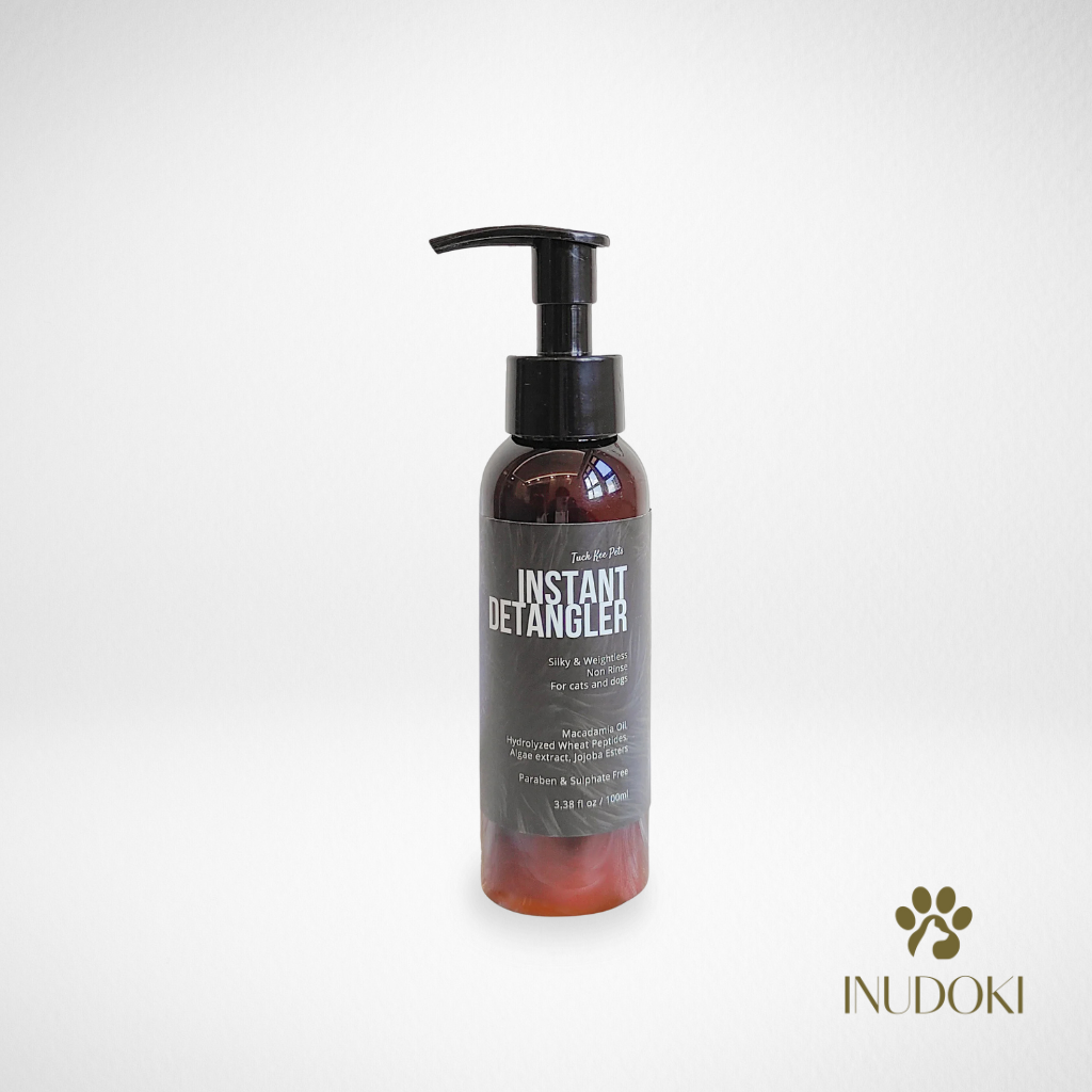 bottle of nudoki instant detangler on a white background